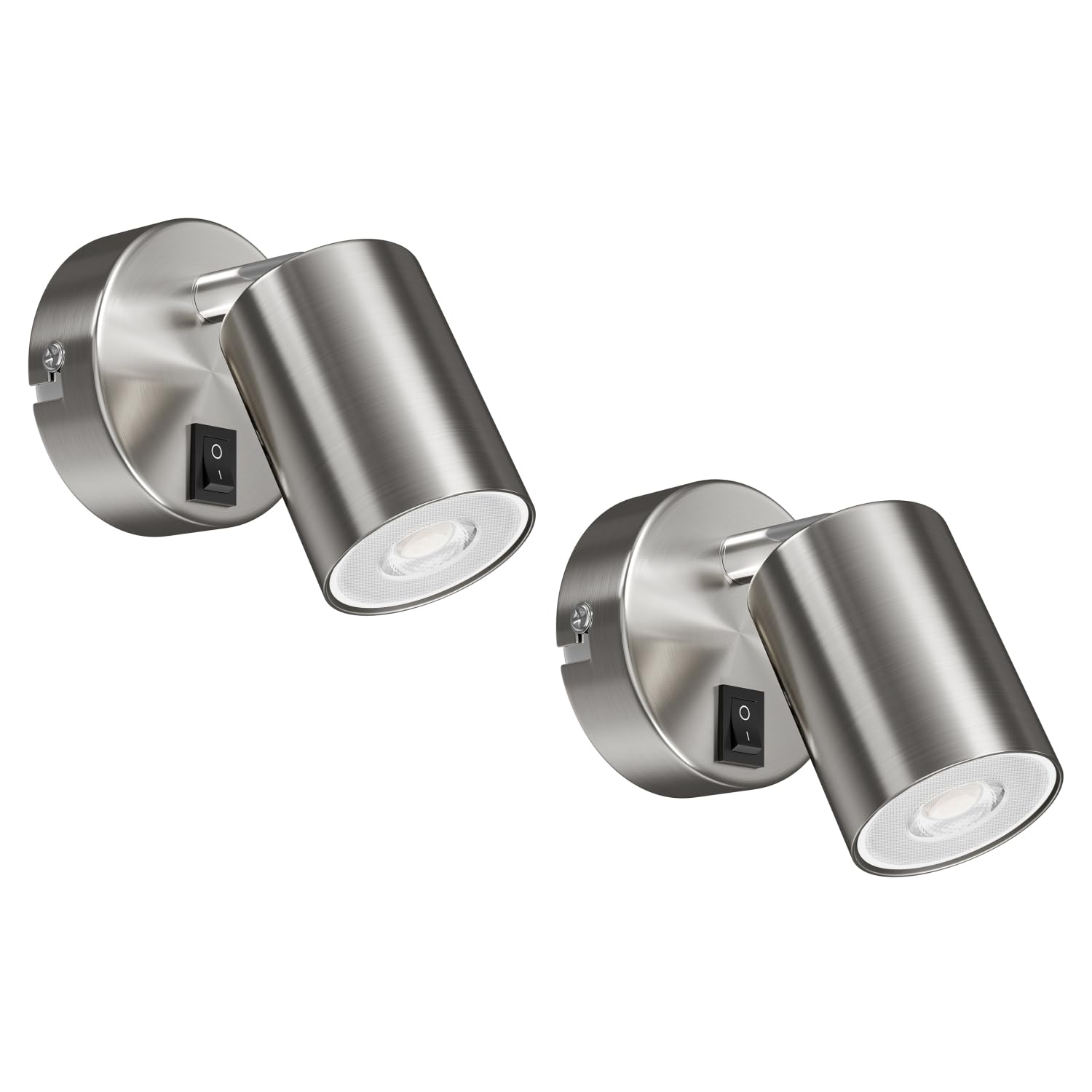 ledscom.de 2 wall spot WAIKA, Single-Flame, with Switch, GU10, matt Chrome, incl. GU10 LED lamp (Warm White, 5.473W, 468lm, 30°)