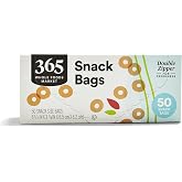 365 by Whole Foods Market, Snack Size Storage Bags, Double Zipper, 50 Count