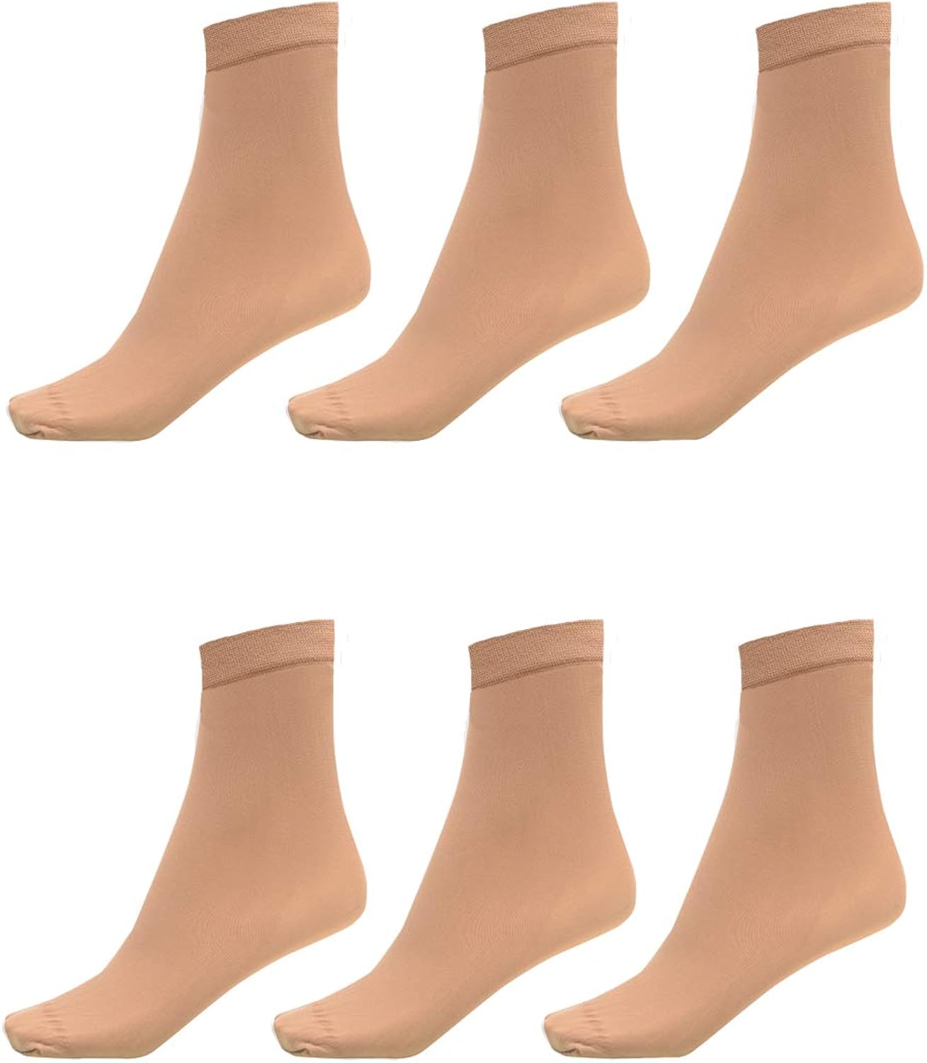 DARESAY Women Ankle Socks with Comfort Band Stretchy Spandex Opaque, Beige 6Pack Amazon.co