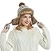 OMECHY Womens Knit Peruvian Beanie Hat Winter Warm Wool Crochet Tassel Peru Ski Hat Cap with Earflap Pom Grey