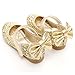 YING LAN Girl Round-Toe Sparkle Bowknot Ballet Ballerina Flat Shoes Gold
