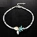 DIANE LO'REN Beach Boho Ankle Bracelet- White Mini Beads Blue Stone Pearl Charm Glass Bead And Starfish Anklets For Women