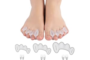 COOLWAVE Toe Separator Toe Spacer for Men and Women, Toe Straightener for Hammer Toes, Bunions, Plantar Fasciitis, Hallux Valgus (1 Pair Medium with 6 Shims)
