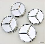 Mercedes Benz Wheel Center Caps - Silver - Set of 4 - New - Raised Chrome Star - 75mm/ 3 Inch - Mercedes Benz Wheel Caps – Mercedes Center Caps - Mercedes Wheel Caps - Mercedes Benz Center Wheel Caps