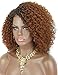 Kalyss Ombre brown Short Afro Kinky Curly Wigs for Black Women Side Curved Part Natural Looking Big,Bouncy and Super Soft Premium Synthetic Afro Curls Wigs for Women