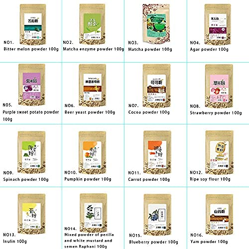 100 g 32 tipi di tè cinese matcha tè verde in polvere profumato maschera in polvere di tè in polvere (11 carote in… - immagine 8