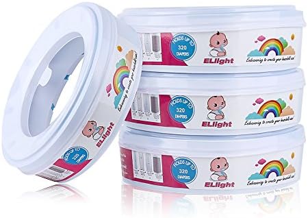 ELlight Diaper Genie Refills for Diaper Genie Diaper Pails - 320 Count (Pack of 4)