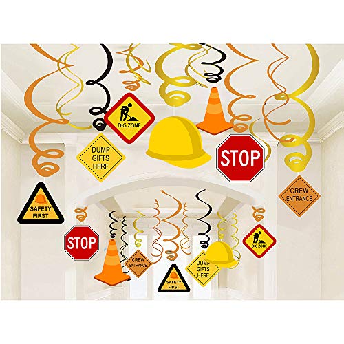 Buy 30Ct Construction Signs Hanging Swirl Decorations Dig Zone Stop Crew Entrance Safety First