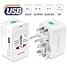 MAXAH Universal Travel Plug Adapter, All in One Worldwide Universal Wall Charger AC Power Plug with 1 USB Charging Port (1A) for EU US UK AU - White