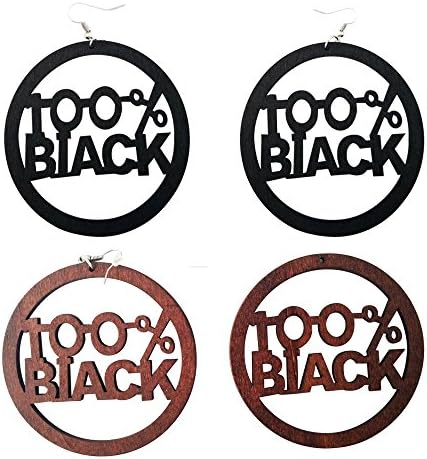 100% Black Earrings / Natural Hair / African American Woman Earring / Wood Jewelry (Black)