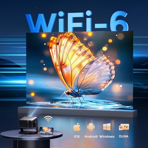 Smart 4K Projector【Netflix Included & Dolby Audio】Auto Focus & Keystone, AMEELA 30000 Lumens Portable Projector with WiFi and Bluetooth, 100,000+ Apps for Bedroom/Home/Outdoor