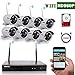 OOSSXX 8-Channel HD 1080P Wireless System/IP Security Camera System 8Pcs 1.3 Megapixel Wireless Indoor/Outdoor IR Bullet IP Cameras,P2P,App, HDMI Cord&2TB HDD Pre-install