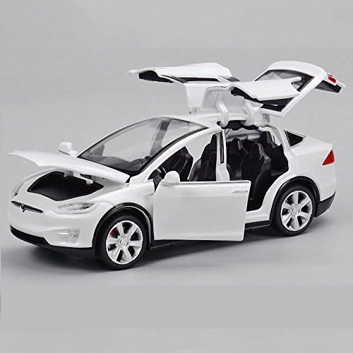 ESHINEY Sell 1:32 Scale Car Model X90 Tesla White alloy diecast Model Car W sound&light Pull Back model Car Toy Cars Kids Toys Collection