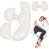 Anfrandce Pregnancy Pillow, Maternity Body Pillow for Back Pain Relief &amp; Full Body Support, Comfortable Pillow with Removable &amp; Adjustable Cover for Pregnant Women