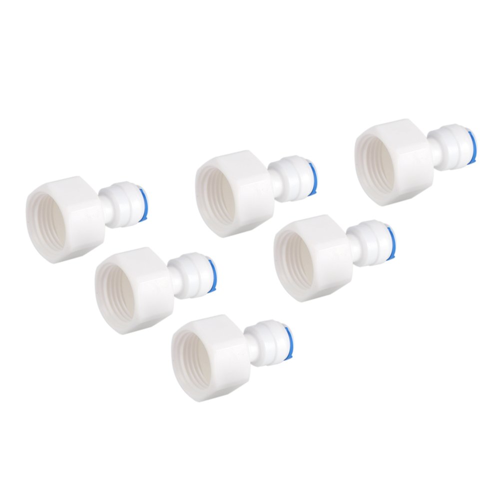 6pcs Female Adapter 1/4 Tube OD to 1/2 Female Push in Quick Connector for Water Filter Reverse Osmosis