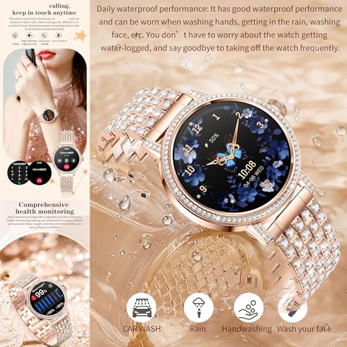 MYSHUN Reloj Inteligente Mujer con Llamadas, 1,27 Pulgada Smartwatch Mujer Deportivo con Podometro Pulsometro SpO2 Sueño Presion Arterial Actividad IP67 Reloj Digital para iOS Android (Plateado)