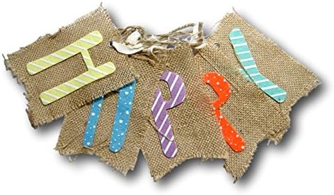 Colorful "Happy" Burlap Pennant Banner with Jute String (60" long)