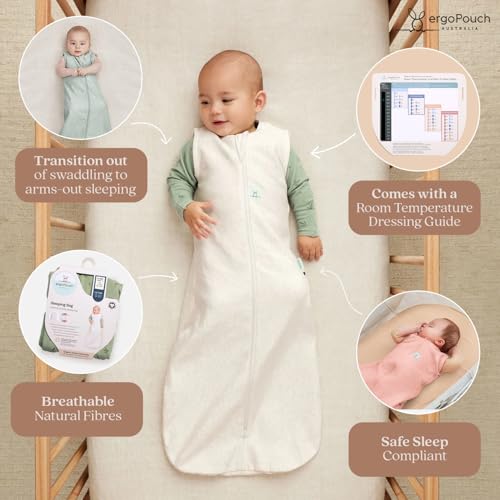 ergoPouch Jersey Sleeping Bag 0.2 TOG – Arms-Out Baby Sleep Sack, Ideal Transition from Swaddling, Slim Fit Keeps Baby Secure & Comfortable, Soft Breathable Fabric