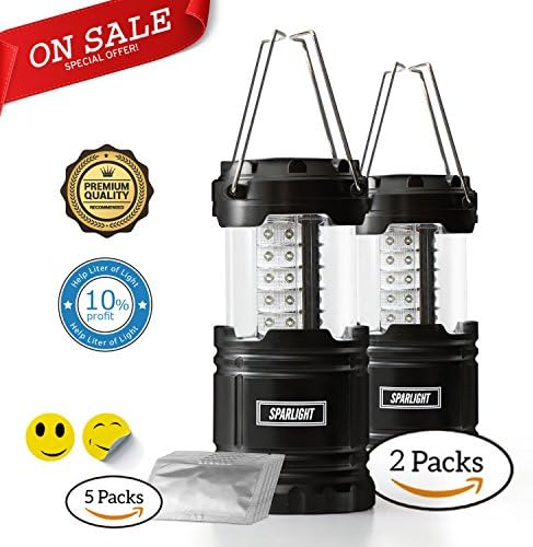 Sparlight Portable Outdoor LED Camping Lantern (3 AA Batteries)- Emergency Power Outages, Storms, Highway Crisis, Multipurpose, Lightweight and Collapsible (w/ 30 pieces of mosquito repellent patch)