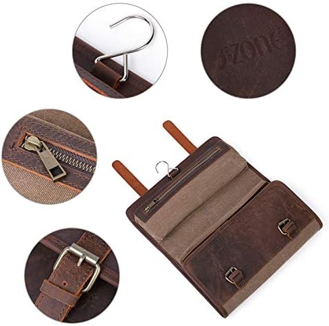S-ZONE Mens Toiletry Organizer Bag Leather Travel Dopp Kit Hanging Case Great Gift Idea 7 S-ZONE Mens Toiletry Organizer Bag Leather Travel Dopp Kit Hanging Case Great Gift Idea