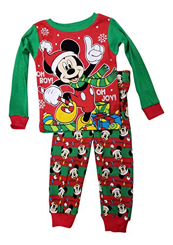 Disney Mickey Mouse Little Boys Toddler Christmas Pajama Set (2T),Red