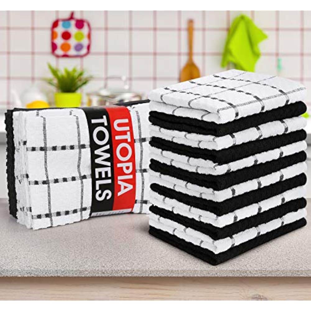 Utopia Dish Cloths & Towels 12 Pack Kitchen Towels, 15 X 25 Inches