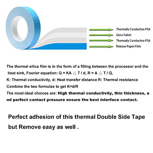 Nicelux 12mmx10 Meters 0.3mm thickness Double Side Adhesive Thermal Conductive Tape for Heat Sink of LED Light,PC and more, Electrically Insulated,1 Reel Pack
