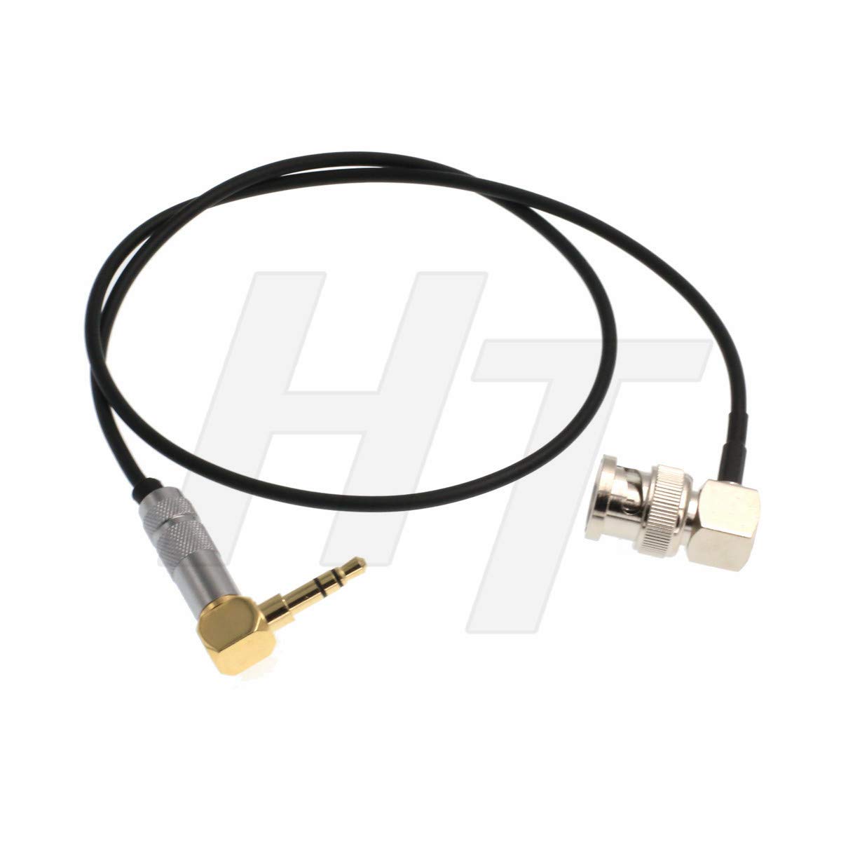 DSLR Camera Right Angle 3.5mm TRS BNC Bi-directional Timecode Cable for Tentacle Sony F55 Canon C300 (gold plated plug)