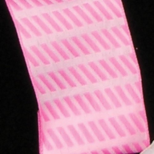 Small Pink Diagonal Stripes Woven Taffeta Wired Craft Ribbon 1.5