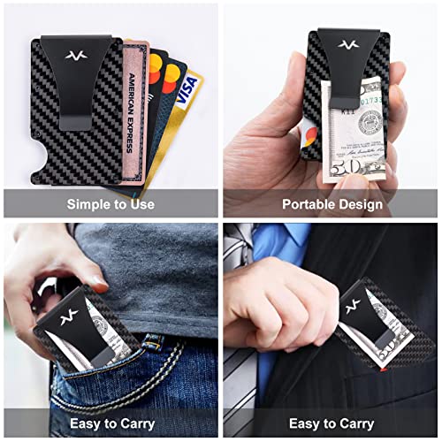Carbon Fiber Wallet with Airtag Holder Case,Slim Minimalist Wallet for