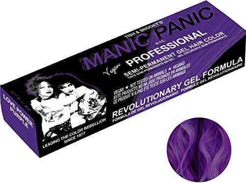 MANIC PANIC Professional Love Power Purple - Medium Red Based Violet Purple Semi Permanent Gel Hair Color - Lasts Through 40+ Washes - No Developer Required (3oz)