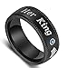 8mm/6mm Black Stainless Steel Her King His Queen Couples Wedding Band Promise Engagement Proposal Ring with Blue Cubic Zirconia (Priced Separate)