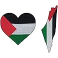 EZPARTY - 2PC Palestine (Heart & Country) Embroidered Applique Patch Iron On Sew On - Backpacks, Clothing, Jeans, Hats