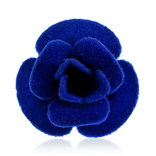 Winter s Secret Fashion Blue Cloth Felt Brooch Handmade Camellia Flower Lapel Pin Sleeve Button