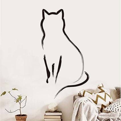 Zfkdsd Autocollants Muraux Chat Mignon Chat Vinyle Autocollant De Mur Autocollants Abstrait Chatte Decoration De Voiture De Chat Chambre 43 79 Cm Amazon Fr Bricolage