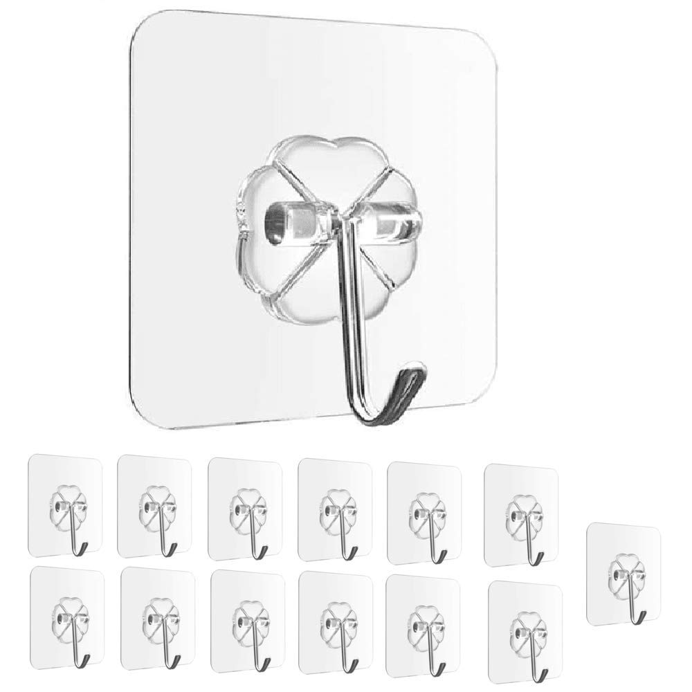 Rucae Strong Self Adhesive Hooks, Reusable Wall Hooks for Hanging, Waterproof and Transparent Wall Hooks (14)