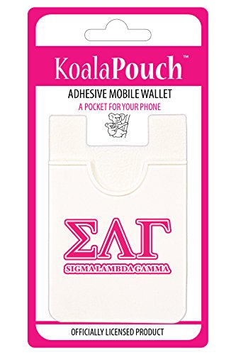 Sigma Lambda Gamma - Koala Pouch - Adhesive Phone Wallet - White Silicone - Holds 3 Cards - Waterproof - Unisex - Women, Teen Girls, Adult Women