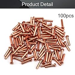 MroMax 100Pcs M2 Round Head Copper Solid Rivets