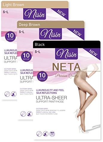 Nisin - 3/pcs VALUE PACK -10 Denier Ultra-Sheer SUPPORT PANTYHOSE Premium Quality