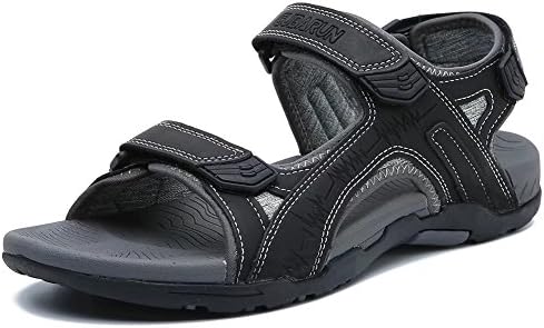 GEKADONG Men Flat Sandals Summer Outdoor Beach Open Toe Sandals Black, 42