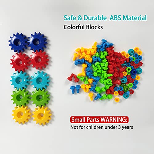 BuildiGear 275-Piece Gear Building Blocks Set With Electric Drill - STEM Construction Toy For Kids Ages 3+