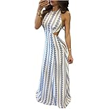 Womens Sling Hollow Out Backless Sexy Sleeveless Slim Clubwear Party Maxi Dress Blue S