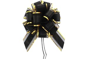 HQJAXJ 6 Pieces Black Bows for Gift Wrapping Pull Bow Ribbon Pull Bows for Christmas Wedding Baskets Valentine's Day Bows 6 inch Pull Bow for Gift Wrapping (Black)