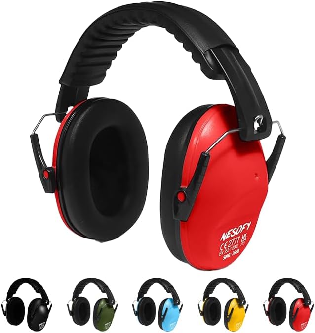 Nesofy Ear Defenders Children 26db Adjustable Foldable Red 3-16 Years