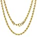 THREE KEYS JEWELRY 4MM Mens Stainless Steel Necklace 18K Gold Plated Twist Rope Chain Necklace for Men Women 20 Inches