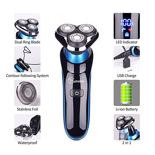 image for Hatteker 2 in 1 Electric Razor for Men Rotary Shaver Waterproof Nose H