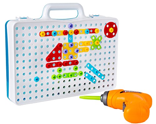 Drill & Design Creative Play Educational Toy With Real Toy Drill - Mosaic Design Building Toys Tool Kit