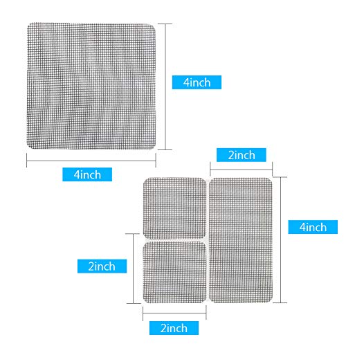 WIWAPLEX Door/Window Screen Repair Patch Set, 20 Sheet Strong Self Adhesive & Waterproof Fiberglass Holes Cover Mesh Sticky Wires Patches, 3-Size (4" x 4") (4" x 2") (2" x 2")