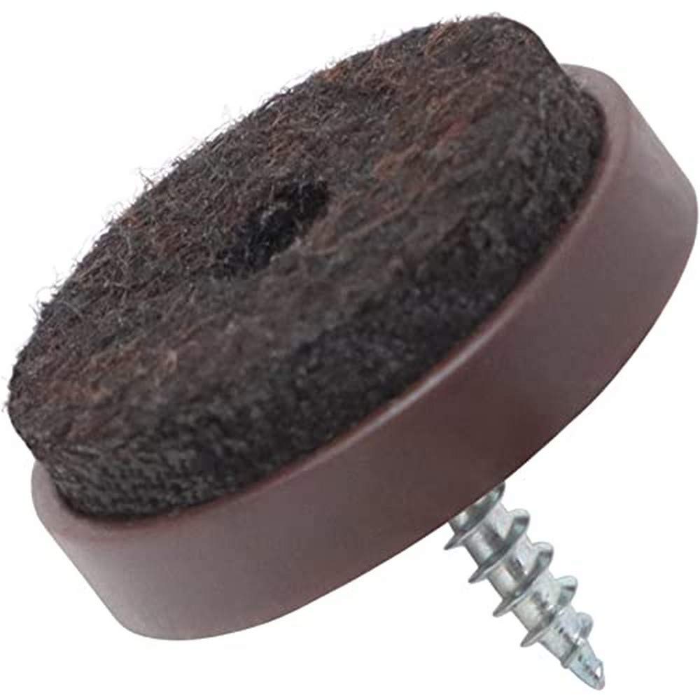 Adsamm® / 4 x Felt-pads with screws | Ø 1,1'' (Ø 28 mm) | brown | round | Premium quality furniture sliders with screw by Adsamm®