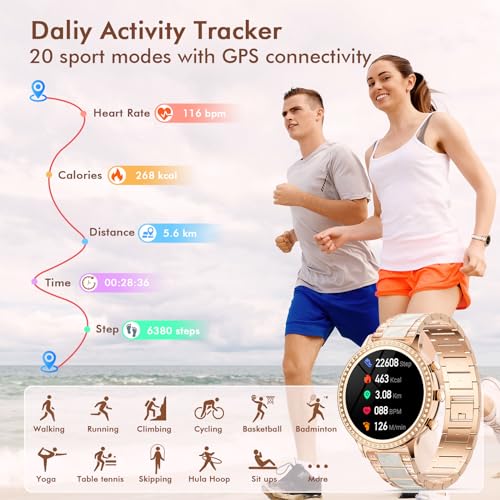 ZKCREATION Women's Smart Watch with Call – Women's Smartwatch with Multisport, Activity Bracelet with Pedometer, Heart Rate Monitor, Sleep Monitor, Music Player for Android iOS